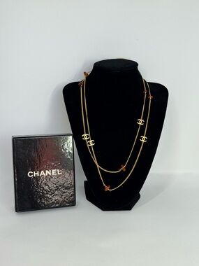 Authentic CHANEL Gold-Tone CC Logo Layered Necklace